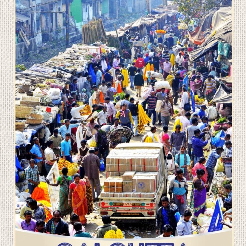Schild Calcutta India Indien Kolkata Howrah Markt 12x18 20x30 30x40 Blech/Holz