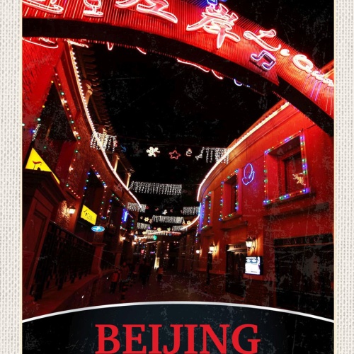 Schild Beijing China Peking Nacht Markt Geschäfte 12x18 20x30 30x40 Blech/Holz