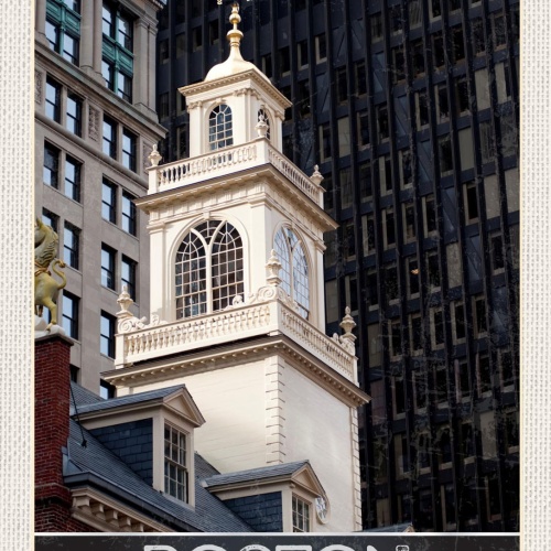 Schild Boston USA Massachusetts Old State House 12x18 20x30 30x40 Blech/Holz