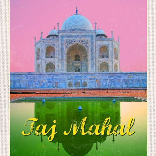 Schild Taj Mahal Mausoleum Sehenswürdigkeit Indien 12x18 20x30 30x40 Blech/Holz