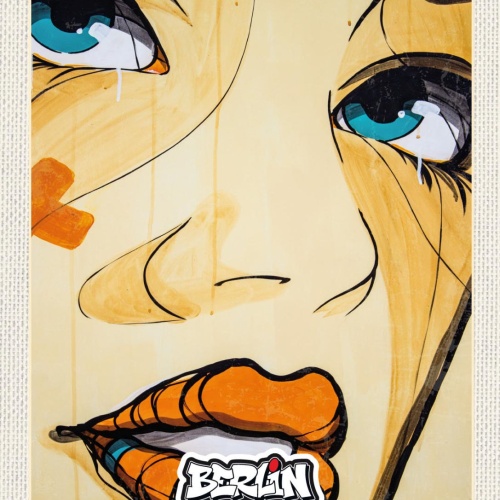 Schild Berlin Street Art Graffiti Frau Gesicht D 12x18 20x30 30x40 Blech/Holz