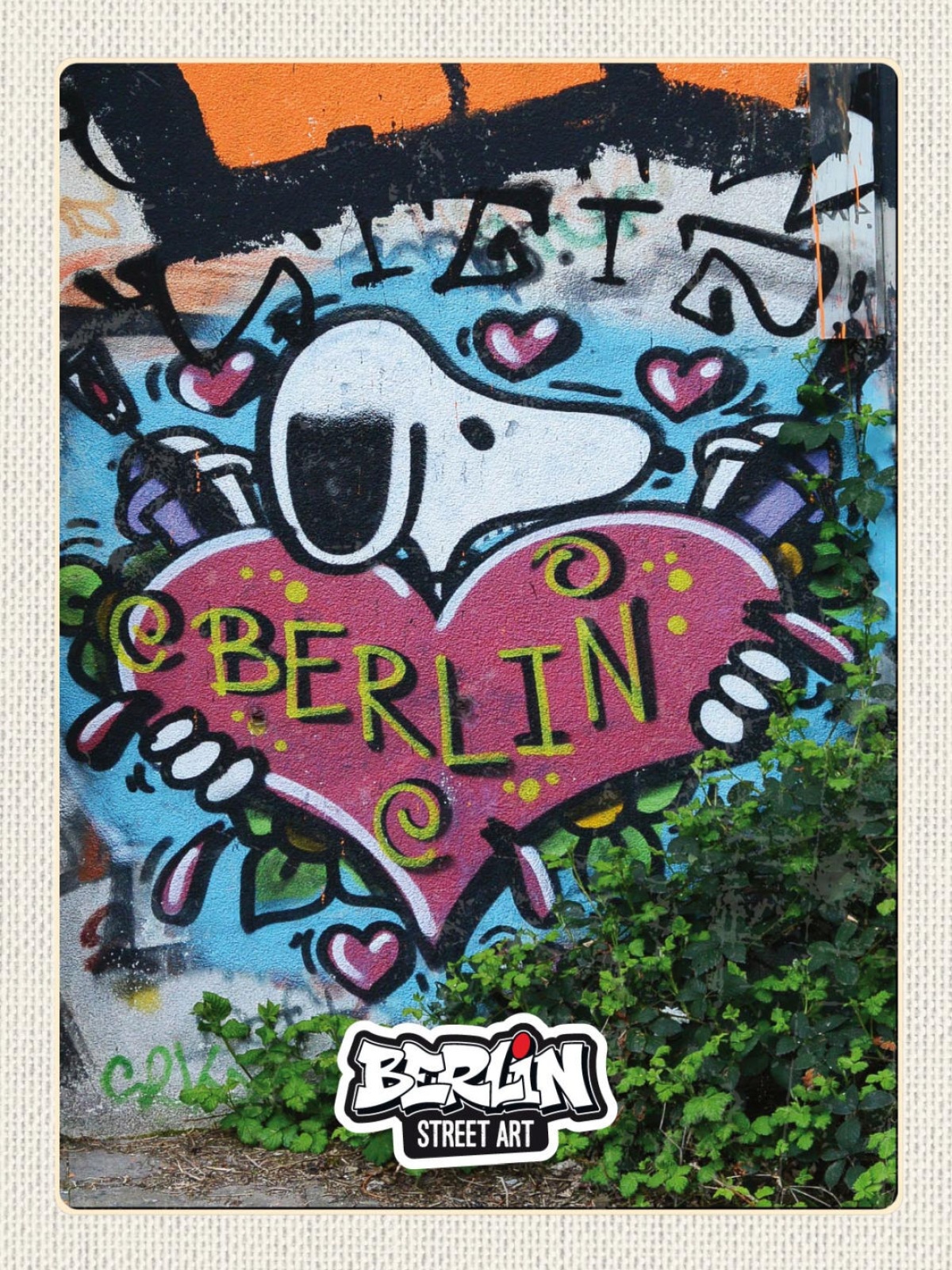 Schild Berlin Street Art Graffiti Snoopy Hund Herz 12x18 20x30 30x40 Blech/Holz