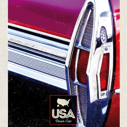 Schild USA Dream Cars Auto Oldtimer Pink Amerika 12x18 20x30 30x40 Blech/Holz