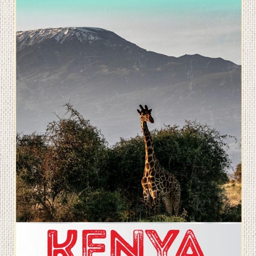 Schild Kenya Africa Afrika Giraffe Steppe 12x18 20x30 30x40 Blech/Holz