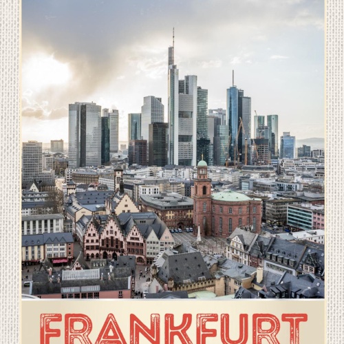 Schild Frankfurt Germany Stadt Ansicht Deutschland 12x18 20x30 30x40 Blech/Holz
