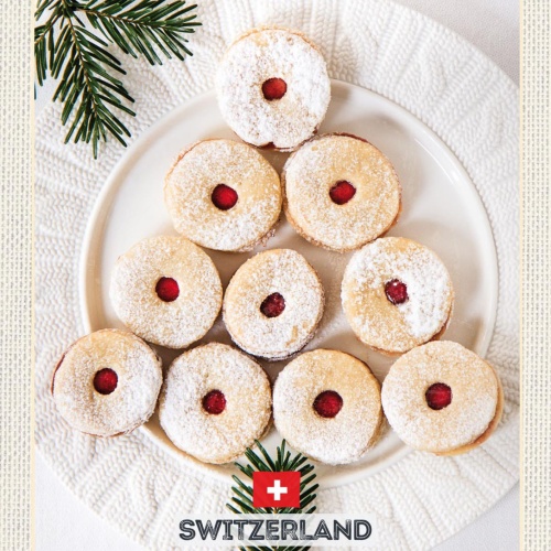 Schild Switzerland Schweiz Linzer Räder Kekse 12x18 20x30 30x40 Blech/Holz