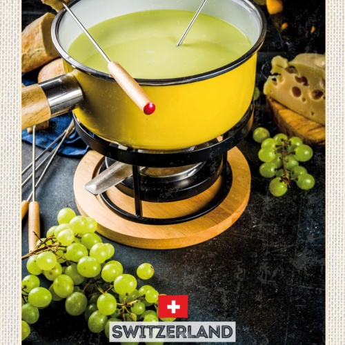 Schild Switzerland Schweiz Schweizer Käse Fondue 12x18 20x30 30x40 Blech/Holz