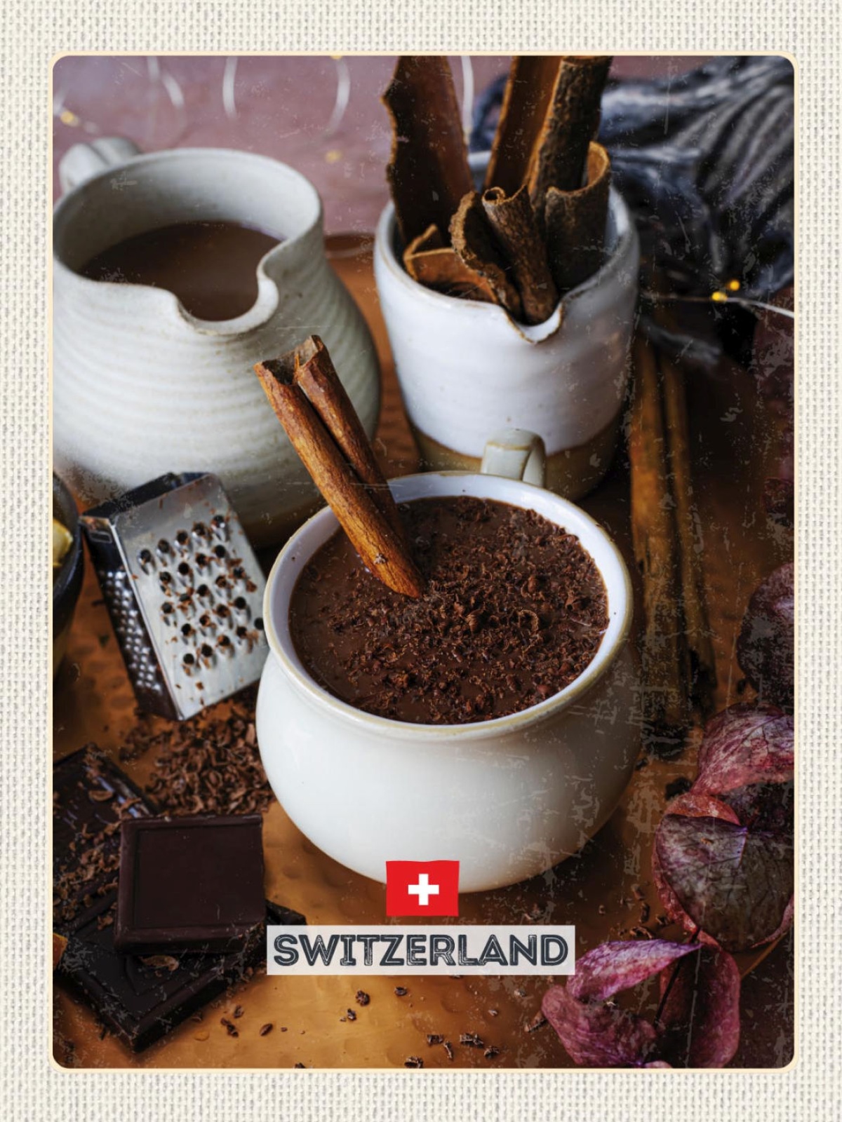 Schild Switzerland Schweiz Schweizer Schokokade 12x18 20x30 30x40 Blech/Holz