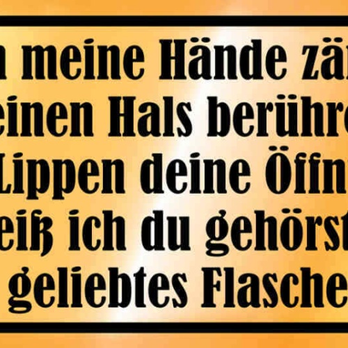 Schild Meine Hände Zärtlich Deinen Hals Berühren Lippen Spüren Flaschen Bier