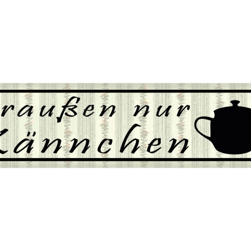 Schild Draußen Kännchen Kanne Kaffee Tee Café Trinken 46 x 10 Blech od. Holz