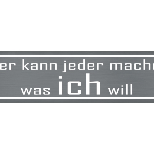 Schild Jeder Macht Was Ich Will Befehl Anordnung Regeln 46 x 10 Blech od. Holz