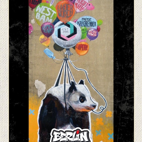 Schild Berlin Street Art Graffiti Panda Ballons D 12x18 20x30 30x40 Blech/Holz