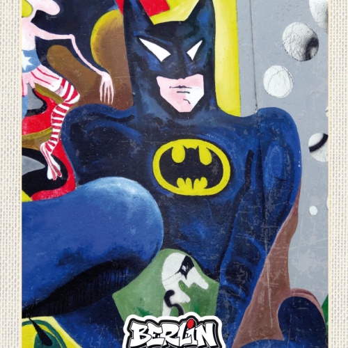 Schild Berlin Street Art Graffiti Batman Superheld 12x18 20x30 30x40 Blech/Holz