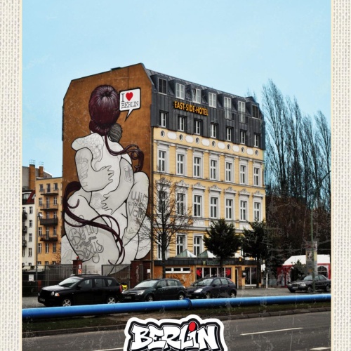Schild Berlin Street Art Graffiti East Side Hotel D 12x18 20x30 30x40 Blech/Holz