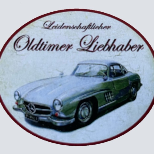 Nostalgie Holzschild Leidenschaftlicher Oldtimer Liebhaber Mercedes Schild