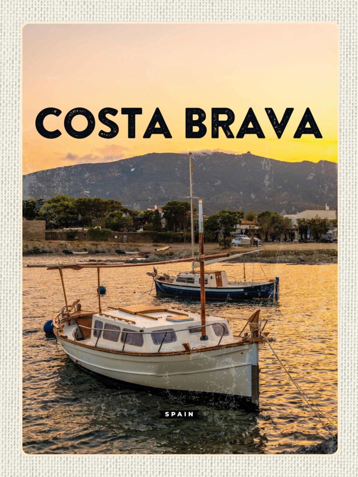 Schild Costa Brava Spain Spanien Meer Schiff 12x18 20x30 30x40 Blech od. Holz