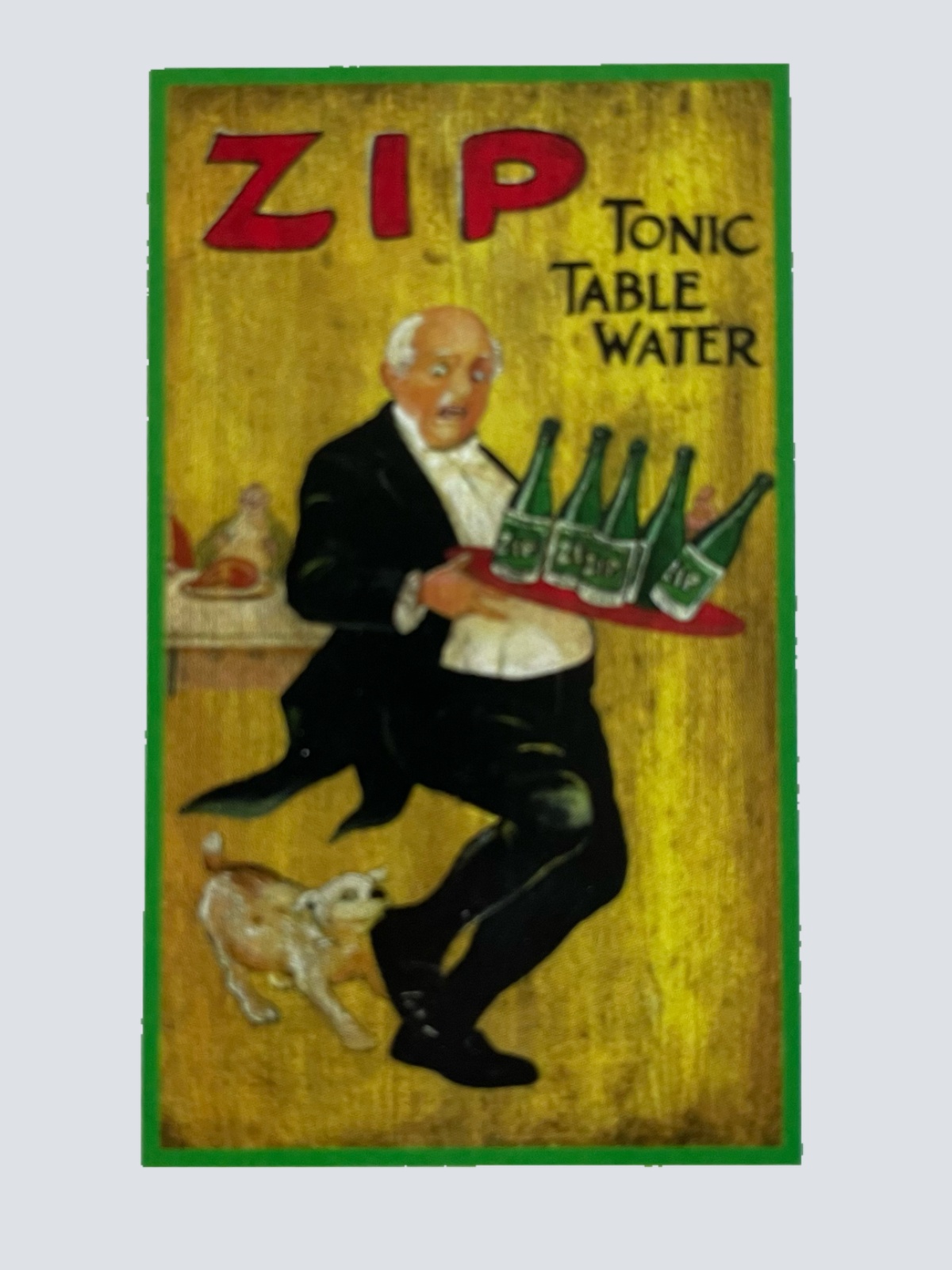 Nostalgie Holzschild Zip Tonic Table Water Softdrink Getränk Kellner Hund Schild