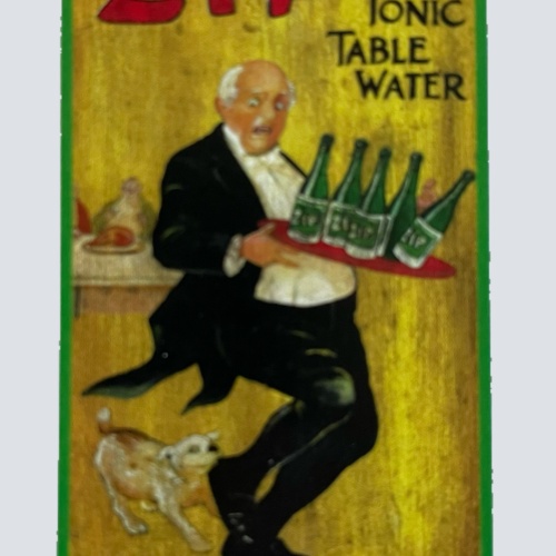 Nostalgie Holzschild Zip Tonic Table Water Softdrink Getränk Kellner Hund Schild