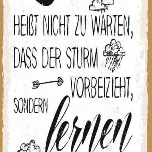 Schild Leben Heißt Nicht Zu Warten Dass Der Sturm Vorbeizieht Im Regen Tanzen