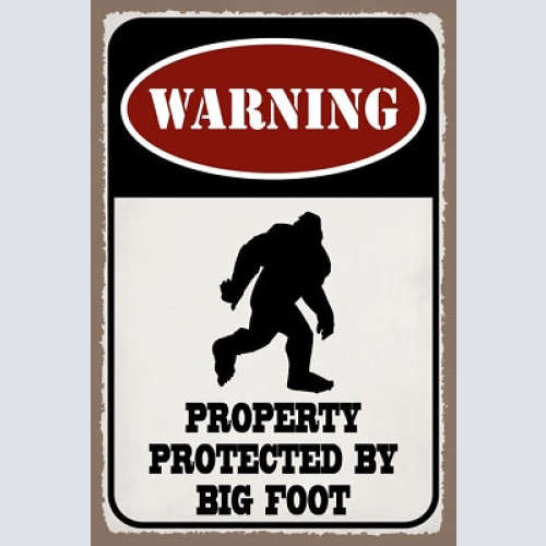 Schild big foot grundstück bewacht haus 12x18 / 20x30 / 30x40 blech od. holz