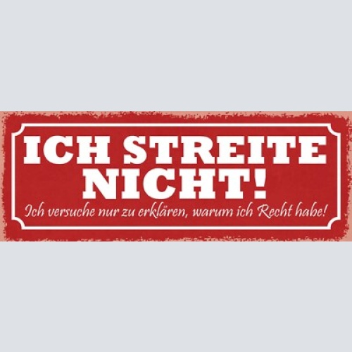 Schild ich streite nicht ich versuche nur zu erklären warum ich recht habe 27x10
