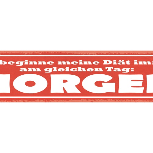 Schild Ich Beginne Meine Diät Immer Am Selben Tag Morgen 46 x 10 Blech od. Holz