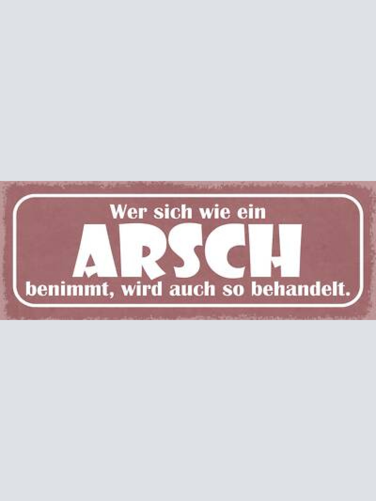 Schild wer sich wie ein arsch benimmt wird auch so behandelt 27x10 blech od.holz