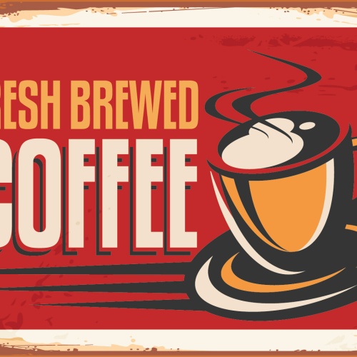 Nostalgie Schild Fresh Brewed Coffee Kaffee 12x18 / 20x30 / 30x40 Blech od. Holz