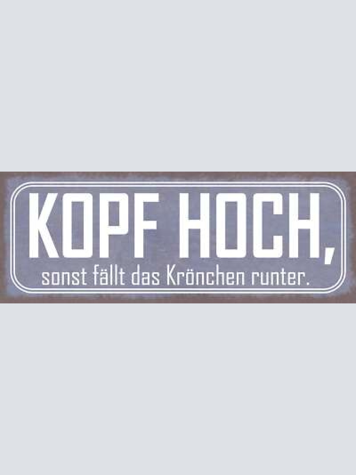 Schild kopf hoch sonst fällt das krönchen runter laune 27x10 blech od.holz