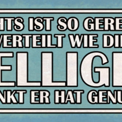 Schild Nichts Ist So Gerecht Verteilt Wie Intelligenz Jeder Denkt Genug Davon