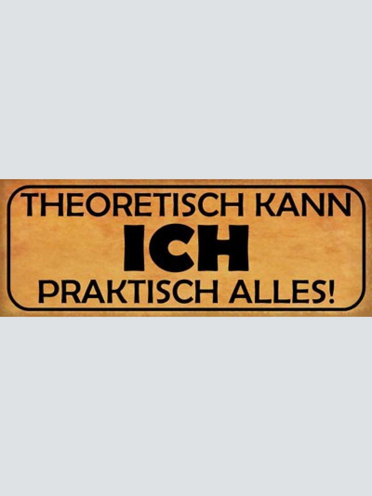 Schild theoretisch kann ich praktisch alles fähigkeiten 27x10 blech od.holz