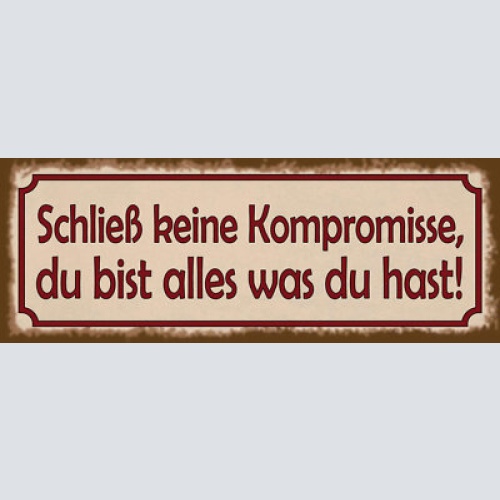 Schild schließ keine kompromisse du bist alles was du hast 27x10 blech od.holz