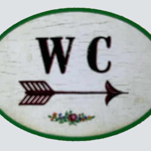 Nostalgie Holzschild WC Rechts Pfeil Toilette Klo Schild