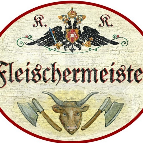 KuK Nostalgie Holzschild Fleischermeister