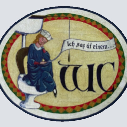 Nostalgie Holzschild Ich Saß Uf Einem... WC Toilette Klo Schild