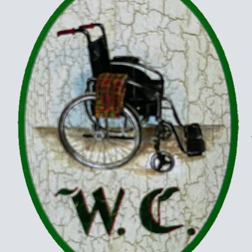 Nostalgie Holzschild WC Toilette Rollstuhl Behinderung Körperlich Eingeschränkt