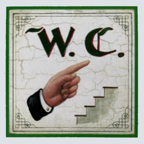 Nostalgie Holzschild WC Rechts Teppe Nach Oben Stiege Stock Toilette Klo Schild