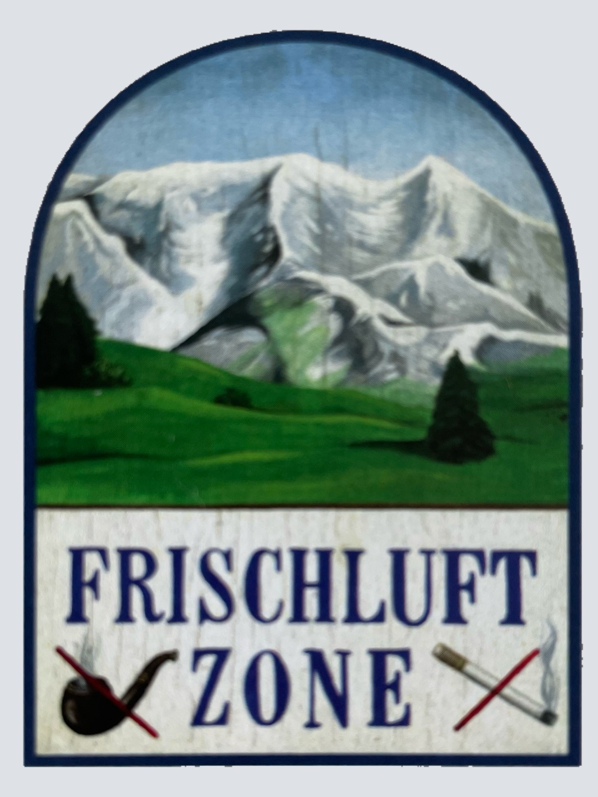 Nostalgie Holzschild Frischluft Zone Rauchen Verboten Pfeife Zigarette Schild