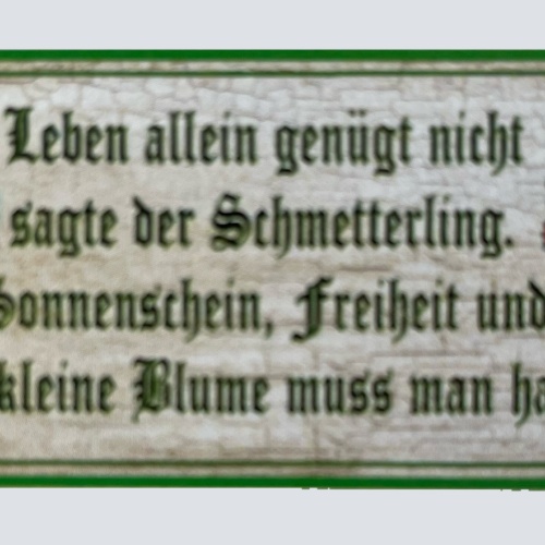 Nostalgie Holzschild Leben Allein Genügt Nicht Schmetterling Sonnenschein Schild