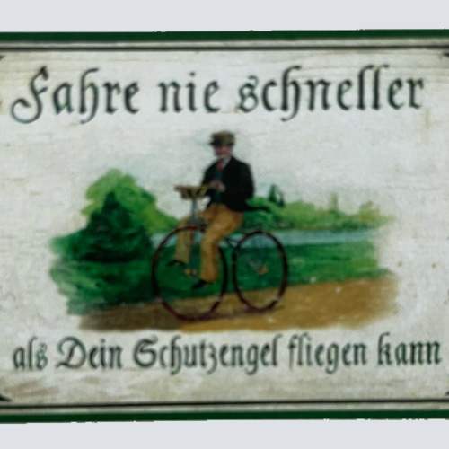 Nostalgie Holz Schild Fahre Nie Schneller Als Schutzengel Fliegen Kann Fahrrad