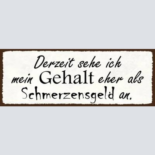 Schild derzeit sehe ich mein gehalt eher als schmerzensgeld an arbeit job 27x10