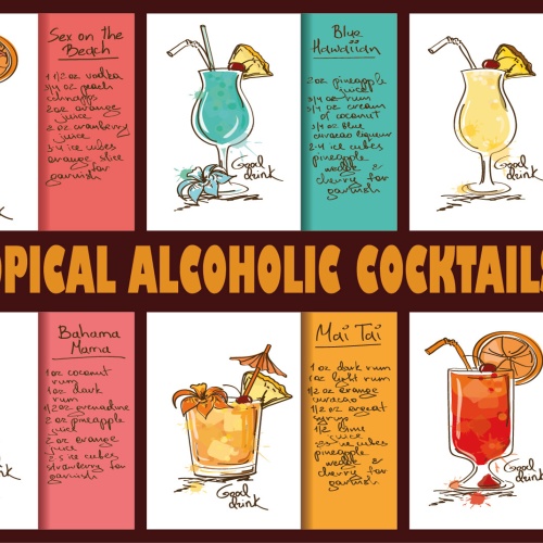 Nostalgie Schild Tropic Alcoholic Cocktails 12x18 / 20x30 / 30x40 Blech od.Holz