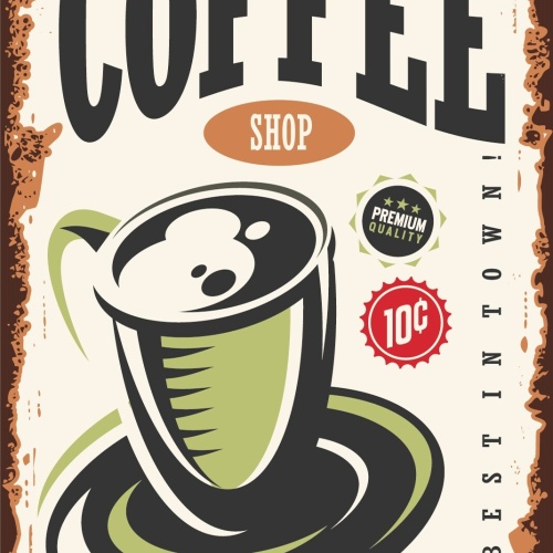 Nostalgie Schild Coffee Shop Café Kaffee 12x18 / 20x30 / 30x40 Blech od. Holz