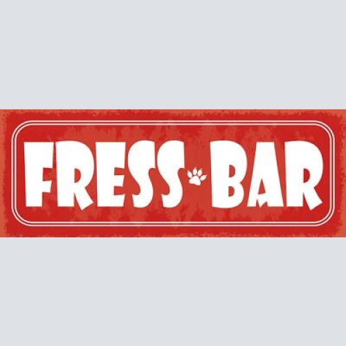 Schild fress bar napf futter fressen haus tier katze hund 27x10 blech od.holz