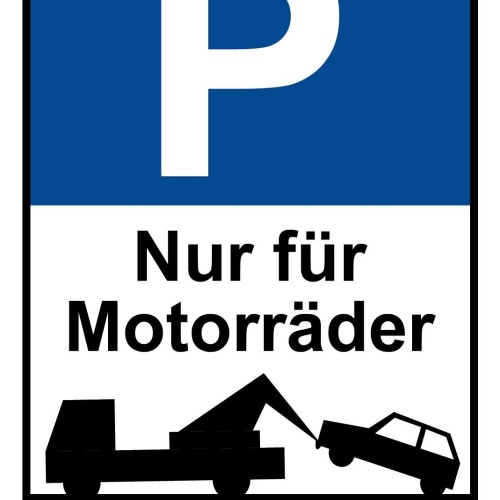 Schild Parkplatz Parken Nur für Motorräder 12x18 / 20x30 / 30x40 Blech od. Holz