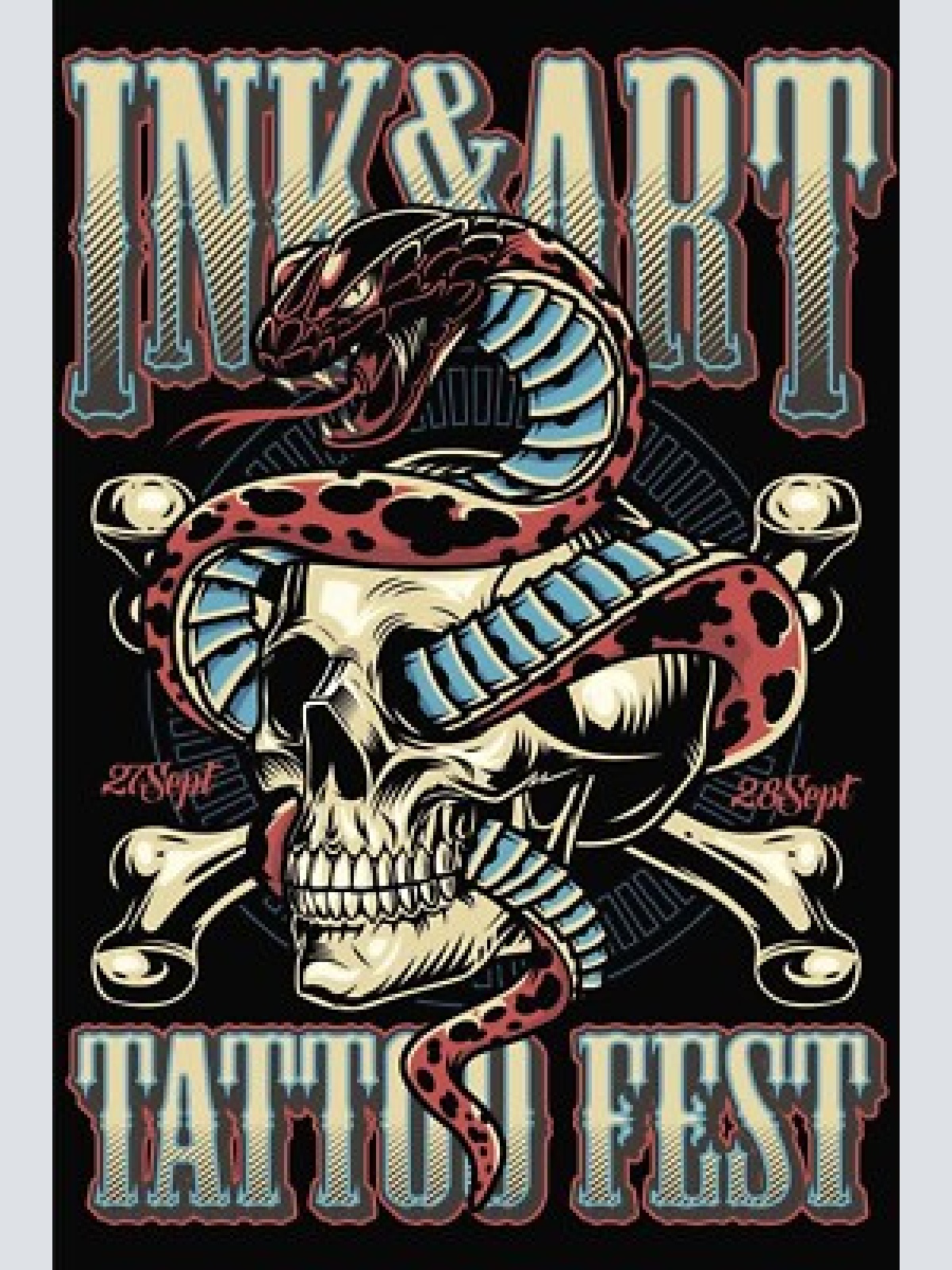 Nostalgie schild ink & art tattoo fest 12x18 / 20x30 / 30x40 blech od. holz