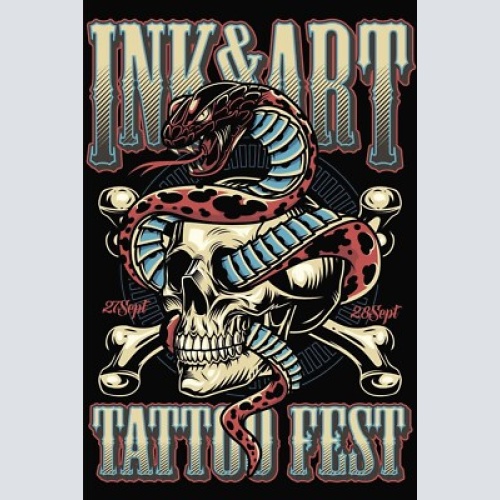 Nostalgie schild ink & art tattoo fest 12x18 / 20x30 / 30x40 blech od. holz