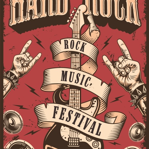 Nostalgie Schild Hard Rock Music Festival 12x18 / 20x30 / 30x40 Blech od. Holz