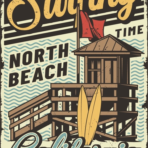 Nostalgie Schild Surfing Time California 12x18 / 20x30 / 30x40 Blech od. Holz