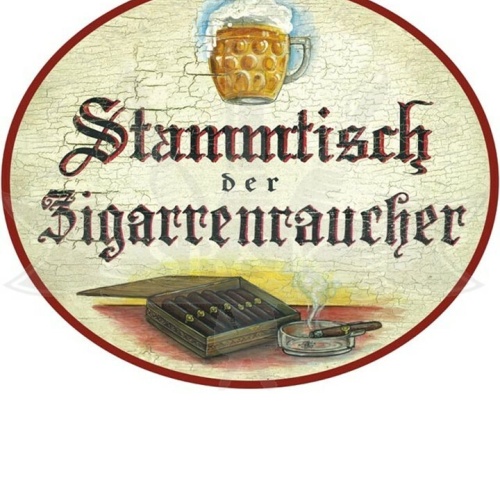 KuK Nostalgie Holzschild "Stammtisch Zigarrenraucher"
